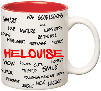 

Huppme Good Personality Helouise Inner Red Ceramic Mug(350 ml), Red;white