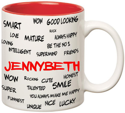 

Huppme Good Personality Jennybeth Inner Red Ceramic Mug(350 ml), Red;white