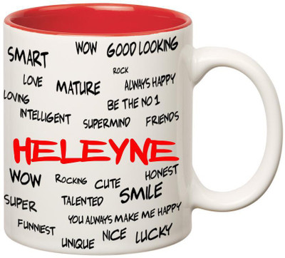 

Huppme Good Personality Heleyne Inner Red Ceramic Mug(350 ml), Red;white