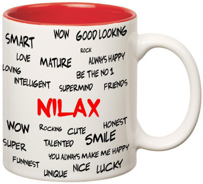 

Huppme Good Personality Nilax Inner Red Ceramic Mug(350 ml), Red;white