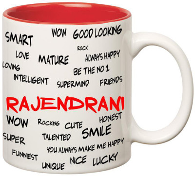 

Huppme Good Personality Rajendrani Inner Red Ceramic Mug(350 ml), Red;white