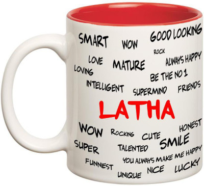 

Chanakya Good Personality Latha Inner Red Cofffee Name Ceramic Mug(350 ml), Red;white