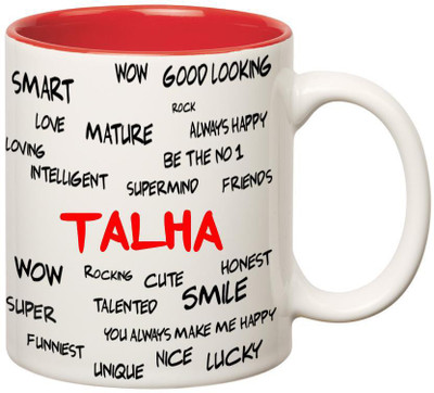 

Huppme Good Personality Talha Inner Red Ceramic Mug(350 ml), Red;white