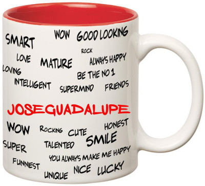 

Huppme Good Personality Joseguadalupe Inner Red Ceramic Mug(350 ml), Red;white