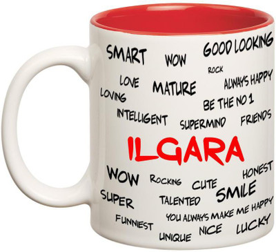 

Huppme Good Personality Ilgara Inner Red Ceramic Mug(350 ml), Red;white