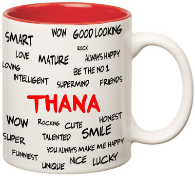 

Huppme Good Personality Thana Inner Red Ceramic Mug(350 ml), Red;white