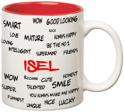 

Huppme Good Personality Isel Inner Red Ceramic Mug(350 ml), Red;white