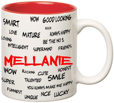 

Huppme Good Personality Mellanie Inner Red Ceramic Mug(350 ml), Red;white