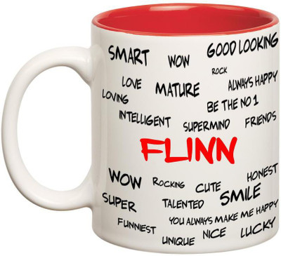 

Huppme Good Personality Flinn Inner Red Ceramic Mug(350 ml), Red;white