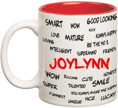 

Huppme Good Personality Joylynn Inner Red Ceramic Mug(350 ml), Red;white