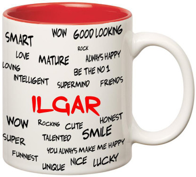

Huppme Good Personality Ilgar Inner Red Ceramic Mug(350 ml), Red;white