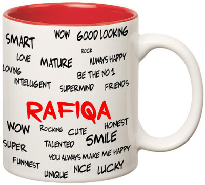 

Huppme Good Personality Rafiqa Inner Red Ceramic Mug(350 ml), Red;white
