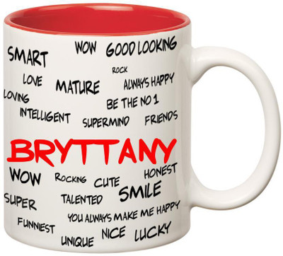 

Huppme Good Personality Bryttany Inner Red Ceramic Mug(350 ml), Red;white