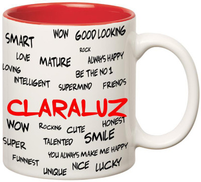 

Huppme Good Personality Claraluz Inner Red Ceramic Mug(350 ml), Red;white