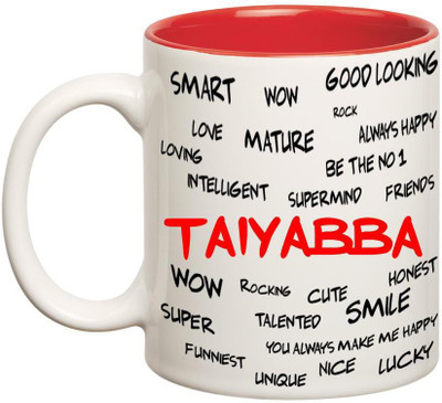 

Huppme Good Personality Taiyabba Inner Red Ceramic Mug(350 ml), Red;white