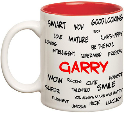 

Huppme Good Personality Garry Inner Red Ceramic Mug(350 ml), Red;white