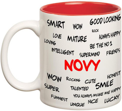 

Chanakya Good Personality Novy Inner Red Cofffee Name Ceramic Mug(350 ml), Red;white