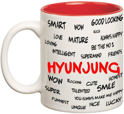 

Huppme Good Personality Hyunjung Inner Red Ceramic Mug(350 ml), Red;white