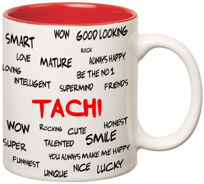 

Huppme Good Personality Tachi Inner Red Ceramic Mug(350 ml), Red;white