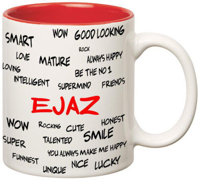 

Huppme Good Personality Ejaz Inner Red Ceramic Mug(350 ml), Red;white