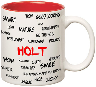 

Huppme Good Personality Holt Inner Red Ceramic Mug(350 ml), Red;white