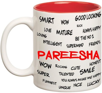 

Chanakya Good Personality Pareesha Inner Red Cofffee Name Ceramic Mug(350 ml), Red;white