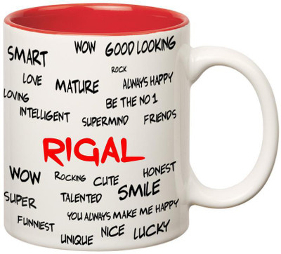 

Huppme Good Personality Rigal Inner Red Ceramic Mug(350 ml), Red;white
