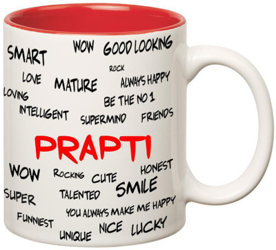 

Huppme Good Personality Prapti Inner Red Ceramic Mug(350 ml), Red;white