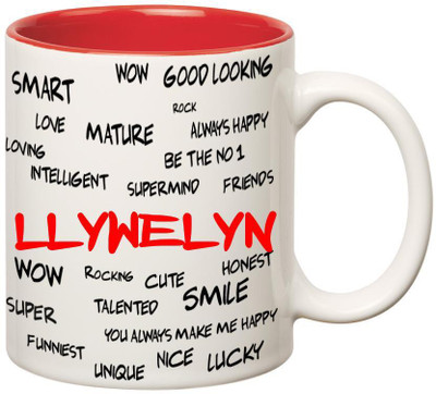 

Huppme Good Personality Llywelyn Inner Red Ceramic Mug(350 ml), Red;white