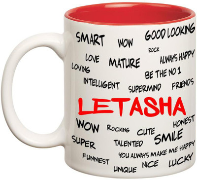 

Huppme Good Personality Letasha Inner Red Ceramic Mug(350 ml), Red;white