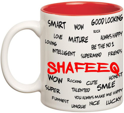 

Huppme Good Personality Shafeeq Inner Red Ceramic Mug(350 ml), Red;white