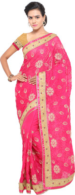 ARSHIMPEX Embroidered Bollywood Chiffon Saree(Pink)
