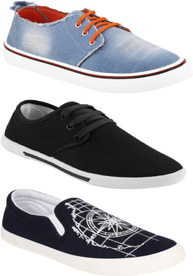 

Chevit Men's Combo Pack Of 3 Sneakers With Canvas Shoes For Men(Multicolor