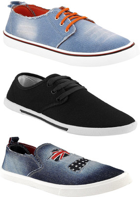 

Chevit Men's Combo Pack Of 3 Sneakers With Canvas Shoes For Men(Multicolor
