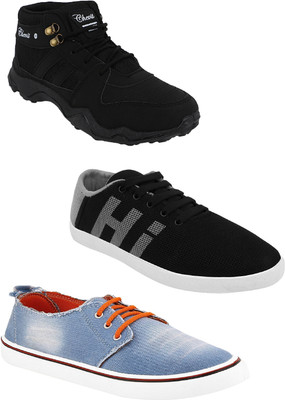 

Chevit Men's Trio Pack Of 3 Running Shoes With Sneakers For Men(Multicolor