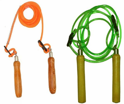 

Venom WOODEN HANDLE ORANGE AND GREEN SKIPPING ROPE Freestyle Skipping Rope(Orange, Green, Pack of 2), Green;orange