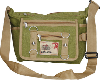 

WhiteAsh Men & Women Casual Green Canvas Sling Bag
