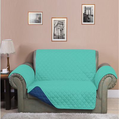 @Home by nilkamal by Nilkamal Polyester 3 Seater Sofa Checkered Cover(Pack of 1 SEAGREEN,INDIGO)