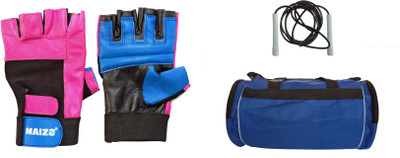 

Maizo Fitness Gym Bag Combo with Pencil Rope and Gym & Fitness Gloves (, Multicolor, Black;blue;pink