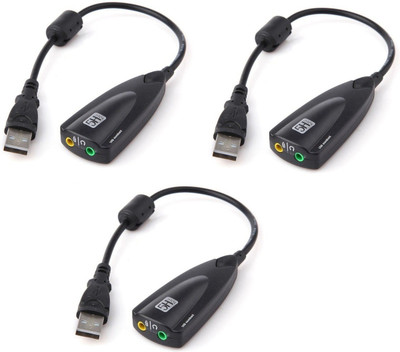 

ReTrack SET OF 3PC Steel Sound 5hv2 7.1 Sound Channel USB 2.0 Sound Card(Black)