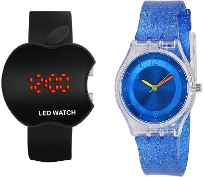 DECLASSE XYZ-SPARKLING DARK BLUE WITH BLACK APPLE LED FEATHER WEIGHT FOR CHILDREN Watch  - For Boys & Girls   Watches  (Declasse)