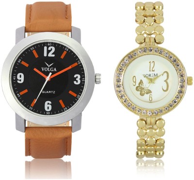 Volga VL28LR203 New Exclusive Collection Leather-Metal Diamond Studed Strap-Belt Mens Watches Best Offer Combo Watch  - For Boys   Watches  (Volga)
