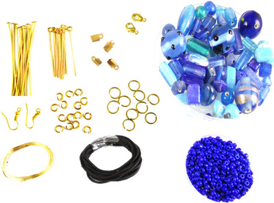 

estore complete set of jewellery making art and craft diy kit with blue beads