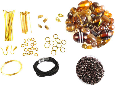 

estore complete set of jewellery making art and craft diy kit with brown beads
