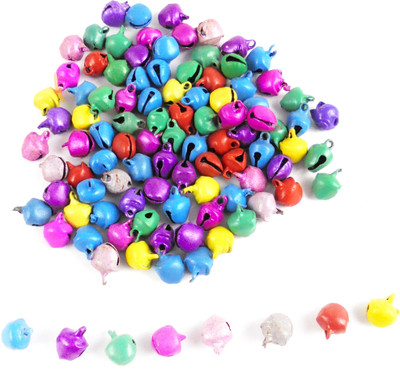 

estore 100 pcs, 8mm multicolor metal bell charms beads for jewellery making and home decoration,art and craft making diy kit