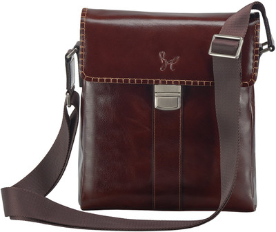 

Rohit Bal Dark Brown Leather Messenger Bag Messenger Bag(Brown, 4 L)