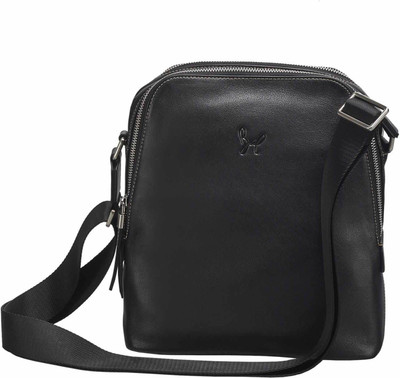 40 OFF on Rohit Bal Black Leather Messenger Bag Messenger Bag Black 12 L on Flipkart PaisaWapas