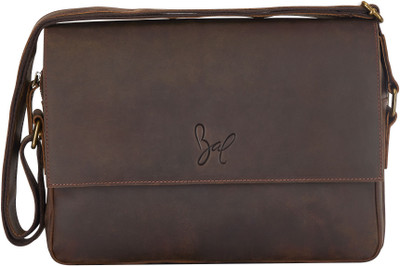 

Rohit Bal Dark Brown Brush Antique Leather Messenger Bag Messenger Bag(Brown, 12 L)