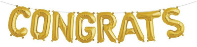

Balloons Solid 16" Letter "CONGRATS" Gold Super Shape Foil Balloon Balloon(Gold, Pack of 1)