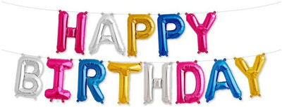 

Balloons Solid 16" Letter "HAPPY BIRTHDAY" Multi Color Super Shape Foil Balloon Balloon(Multicolor, Pack of 1)
